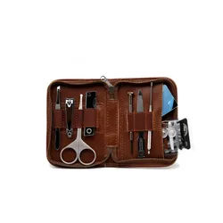 Seki EDGE Maniküre-Pediküre-Set Nagelpflegeset Adonis 8-teilig mit Etui AG-350 11.7x8x2.8 cm, handgeschärftes Qualitätsprodukt aus Japan silberfarben