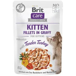 BRIT CARE Katzenfilet in Soße mit zartem Putenfleisch, angereichert mit Sanddorn und Kapuzinerkresse 12x85g