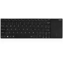 Rapoo Kabellose Touch-Tastatur "E2710", QWERTZ-Layout kabellose Multimedia Tastatur mit integriertem Touchpad, schwarz