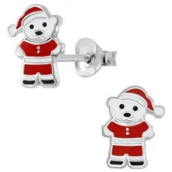 Order & Smile Schmuck Paar Ohrstecker Kinder Ohrstecker Silber: Weihnachtsohrringe "Weihnachtsbär" bunt