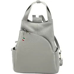 FLORENCE Cityrucksack Florence Rucksack Damen Echtleder, Damen Leder Cityrucksack, hellgrau ca. 27cm grau