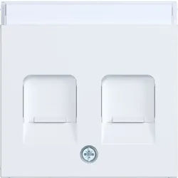 Hager WAF1161WM Zentralstück mit Staubschutzsch. 2-fach für KeyStone, Beschriftungsfeld, A.x/C.x, lichtweiß matt