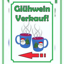 HB-Druck Glühwein Verkaufsschild Schild Hochkant mit Pfeil links A3 Rückseite selbstklebend