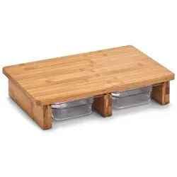 Zeller Schneidebrett, Bambus, Mit zwei praktischen Auffangschalen aus robustem Kunststoff, Maße: 40,5 x 26 x 8,8 cm