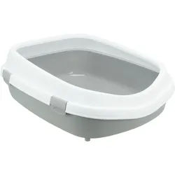 TRIXIE Katzentoilette Primo XXL, mit Rand, 56 x 25 x 71 cm, grau / weiß