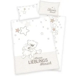 Herding Babybettwäsche Kleiner Lieblingsmensch, Renforcé, 2 teilig, Mit Teddy und Schaf beige