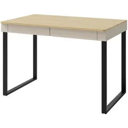 Beautysofa Schreibtisch Lico für Jugendzimmer, mit 2 Schubalden, Sandbeige , Beige , Holzwerkstoff , 140x74.5x63 cm , Büromöbel, Schreibtische, Schreibtische