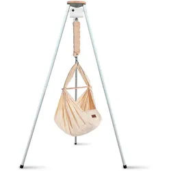 Schmusewolke Federwiege , Weiß, Beige , Metall, Kunststoff, Textil , Höhe ca. 4 cm , 135x194x135 cm , wendbar,Feder mit Sicherheitsseil , Baby & Kindermöbel, Babyzimmer, Babybetten, Stubenwagen & Babywiegen