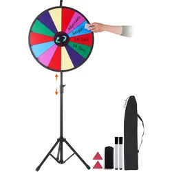VEVOR 61 cm Glücksrad 4,3 kg aus Metallstativ verfügt über einen flexiblen Stativ zur Höhenverstellung, 14 Anpassbare Farbpreisplätze, personalisierte Anpassung, den gewünschten Text selbst hinfügen