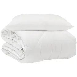 vidaXL Bett Ganzjahresbettdecke mit Kissen 2 pcs Weiß Mikrofaser (2-tlg) weiß