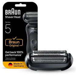 Braun Ersatzscherkopf Series 5 54B, Kompatibel mit Braun Series 5 Rasierern der Generation 50, 51 und 52 schwarz