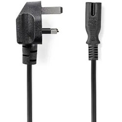 Nedis UK Stromkabel | UK Stecker | IEC-320-C7 | 2.00 m | Ja 2x 0.75 mm2 | Kupfer | Rund | Vernickelt | GB | PVC | Netzstecker: UK / Typ G | 250 V AC