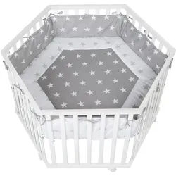 Roba Laufgitter 6-eckig, Little Stars , Weiß , Holzwerkstoff , Stern/Sternzeichen , Sechseckig , 118.5x72.5x103.5 cm , Babymöbel, Laufstall Baby
