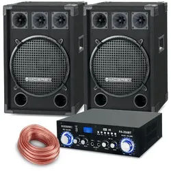 McGrey PA Komplettset DJ Anlage Party-Lautsprecher (Bluetooth, 600 W, Partyboxen 30cm (12 zoll) Subwoofer 2-Wege System - inkl. Endstufe) schwarz