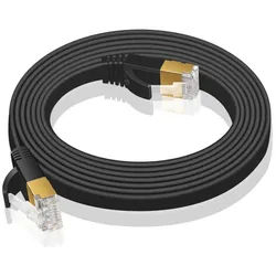 VERCO Cat 7 Netzwerkkabel flaches LAN-Kabel, RJ-45 (Ethernet), (2000 cm), 10 / 100 / 1000 Mbits Geschwindigkeit bis 1 Gbits S/FTP Patchkabel schwarz