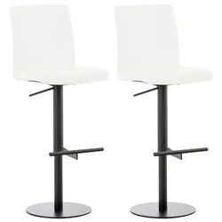 Décoshop26 - Set aus 2 Barhockern mit Fuß- und Rückenlehne Sitzfläche aus weißem Kunstleder schwarzes Metallgestell 10_0006748