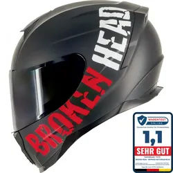 Broken Head BeProud Sport Rot Motorradhelm + Schwarzes Visier
