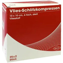 Schlitzkompresse Vlies 10x10cm 4Fach Steril Ausbüt 50 ST