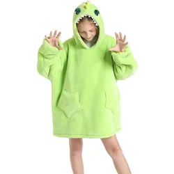 XDeer Kapuzenpullover Kinder Blanket,Hoodie Kinder Unisex Übergroße Kapuzenpullover Blanket Hoodie Sweatshirt Weich Warm TV-Decke grün