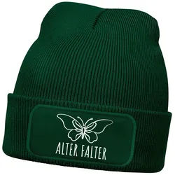 MoonWorks Strickmütze Damen Beanie Patch Wortspiel Alter Falter Strickmütze mit Spruch grün