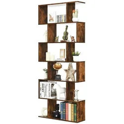 KOMFOTTEU Bücherregal Stufenregal, mit 6 Ebenen, 80 x 23 x 191cm braun 191 cm