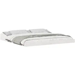 vidaXL Bett Bettrahmen Weiß 200 x 220 cm Massives Kiefernholz (1-tlg) weiß
