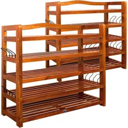 Schuhregal 2er-Set Akazienholz 82x95x26cm