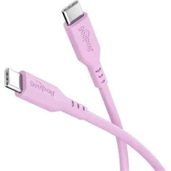 USB-C Silikon-Ladekabel, für USB-C Geräte, schnellladefähig, Knickschutz, Länge 1,5 Meter, pink