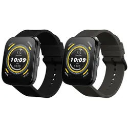 kwmobile 2x Uhrenarmband für Huami 22mm Amazfit Bip 6 / Bip 5 Unity / Bip 5 / Smartwatch, 2-tlg., Fitnesstracker Band Set aus TPU Silikon - Ersatzarmband Smartwatch grau|schwarz