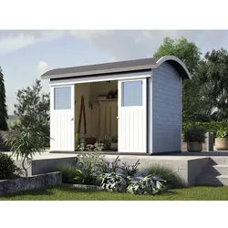 WEKA Gartenhaus »Schiebetürhaus 228«, Holz, BxT: 344 x 215 cm (Außenmaße inkl. Dachüberstand) - grau