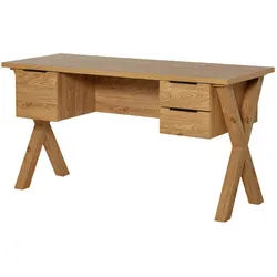 Livetastic Schreibtisch , Eichefarben , Metall , 2 Schubladen , rechteckig , X-Form , 59x76x146 cm , Stauraum , Büromöbel, Schreibtische, Schreibtische