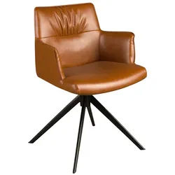 Angel Cerda Stuhl Cognacbrauner Kunstleder-Drehstuhl 57/60/80 cm , Braun , Leder , nicht einzeln stellbar,Freiform , 57x80x60 cm , Büromöbel, Bürostühle, Drehstühle