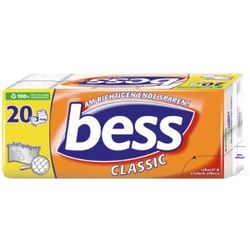 Bess Toilettenpapier Classic, 3-lagig, Weiches Klopapier für hohen Komfort, 1 Packung = 20 Rollen à 180 Blatt