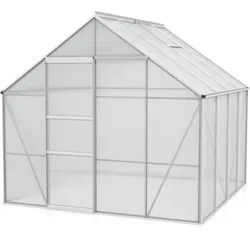 Vitavia Gewächshaus Merkur 6700 inkl. 2 Dachfenstern - 6,7 m2 -Alu-blank eloxiert-4 mm Hohlkammerplatten