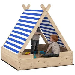 Aiyaplay Sandkasten, Naturholz, Tannenholz, Polyester , Naturfarben , Holz , 120x126.5x120 cm , Outdoor Spielzeug, Sandkästen