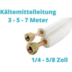 Isoliertes CU-Rohr, Isol. schwerentflammbar 9mm 1/4 + 5/8" (gebördelt) 3 - 5 - 7 Meter"