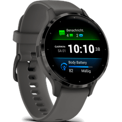 Garmin VENU® 3 VENU® 3S Kieselgrau/Schiefergrau mit Schnellwechsel-Silikon-Armband" 010-02785-00" - AMOLED Farb-Touchdisplay,Kieselgrau/Schiefergrau - 41mm