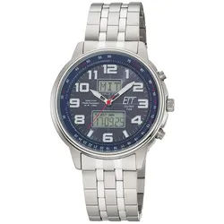 ETT Funkchronograph Hunter EGS-11733-32M, Armbanduhr, Solar, Herrenuhr, Edelstahlarmband, analog, digital silberfarben