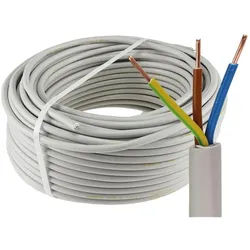 Emskabel Stromleitung "NYM-J", 50m, isoliert 3G2,5, grau, Außen-Ø 8,2mm, Ring