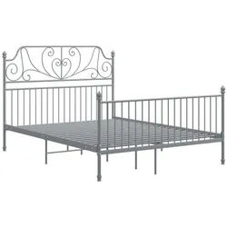 vidaXL Bettgestell 140 x 200 cm Bettgestell Grau Metall 140x200 cm Bettrahmen Bettgestell grau
