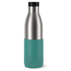 EMSA Bludrop Sleeve Trinkflasche, 0,7 Liter, Stabile Edelstahl Wasserflasche im ergonomischen Design, 1 Trinkflasche, Farbe: Grün