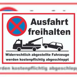 HB-Druck Parken verboten Ausfahrt freihalten Schild A3 Rückseite selbstklebend