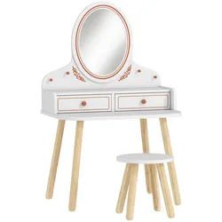 Aiyaplay Schminktisch-Kinder MDF Kiefernholz Weiß , Holzwerkstoff , 2 Schubladen , 38x87.8x56 cm , Babymöbel & Kindermöbel, Babyzimmer, Kindersessel & Kindertische