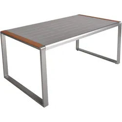 Gardenson Gartentisch , Grau, Hellbraun , Metall, Kunststoff, Glas , rechteckig , eckig , 90x74x160 cm , regenabweisend, UV-beständig, wetterbeständig, platzsparend , Gartenmöbel, Gartentische