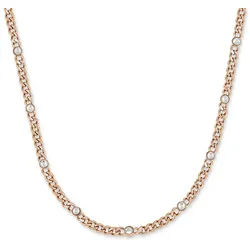 Copenhagen Studios Edelstahlkette Schmuck Geschenk Halskette Glittery Cuban, mit Strassstein goldfarben
