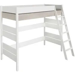 Paidi Hochbett , Weiß, Silbereichenfarben , Holz, Holzwerkstoff , Buche , Höhe ca. 14 cm , 90x200 cm , Blauer Engel, Goldenes M , in verschiedenen Holzdekoren erhältlich , Holzmöbel, Holzbetten, Kinderbetten Holz