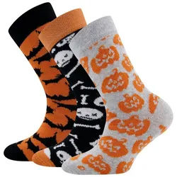 ewers.aus liebe. seit 1866. Socken Lustige Unisex-Halloweensocken mit bunten Designs Kürbisse - 3er-Set mit bunten Designs - Fledermäuse 31-34
