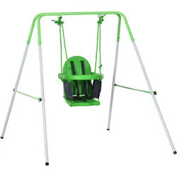 Outsunny Kinderschaukel, Stahl, PE, Grün+Grau , Metall , 146x122 cm , Outdoor Spielzeug