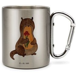 Mr. & Mrs. Panda Tasse Otter Blumenstrauß - Transparent - Geschenk, Fischotter, Otter Seeott, Edelstahl, Robust & Isolierend