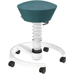 Aeris Bürohocker , Weiß, Petrol , Metall, Textil , Rollen, C-Form, rund , 55x45.66x55 cm , Made in Germany, Oeko-Tex® Standard 100, AGR-geprüft , Büromöbel, Bürostühle, Bürohocker
